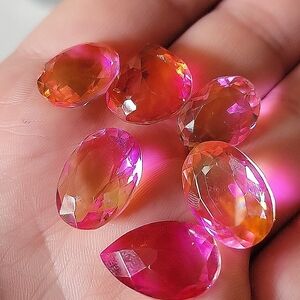 [2pcs] 15Ct Bi-Color Watermelon Tourmaline Doublet Pear Gemstone Loose Crystal